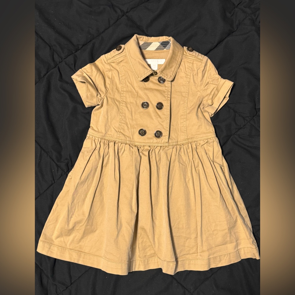 Burberry Children Tan Trench Dress Classic Double Breasted Dress Size 4Y